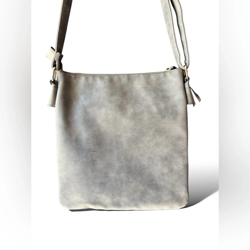 SOLD- VR NYC Braided O-Ring Messenger Crossbody Bag - Light Gray - Picture 5 of 16